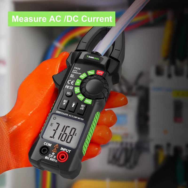 TANKOOL Digital Clamp Meter Multimeter Tester T-RMS 6000 Counts, Auto-ranging Voltage Amp Tester with NCV Measures AC/DC Voltage, AC Current, Resistance, Capacitance, Continuity, Diode - Image 3